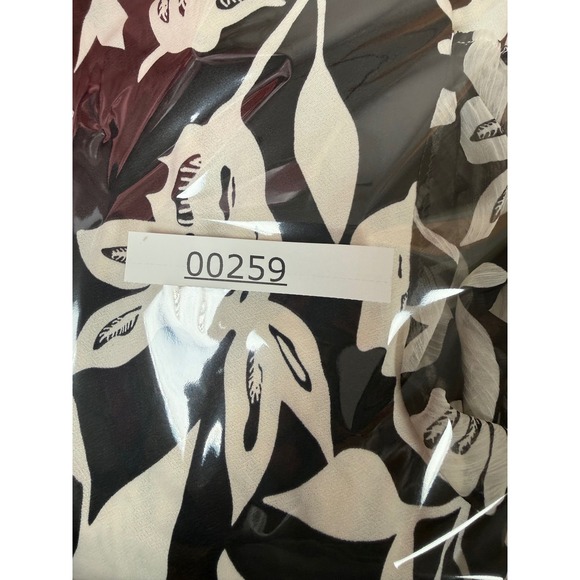Chenault Womens 3X Black White Floral Surplice Wrap Blouse Sheer Long Sleeve Top - Picture 4 of 4